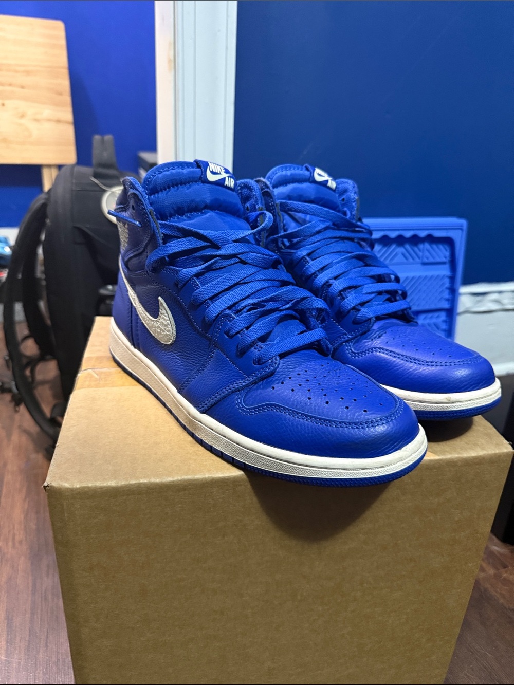 Nike Men’s Royal Blue High-Top Sneakers with Silver Swoosh